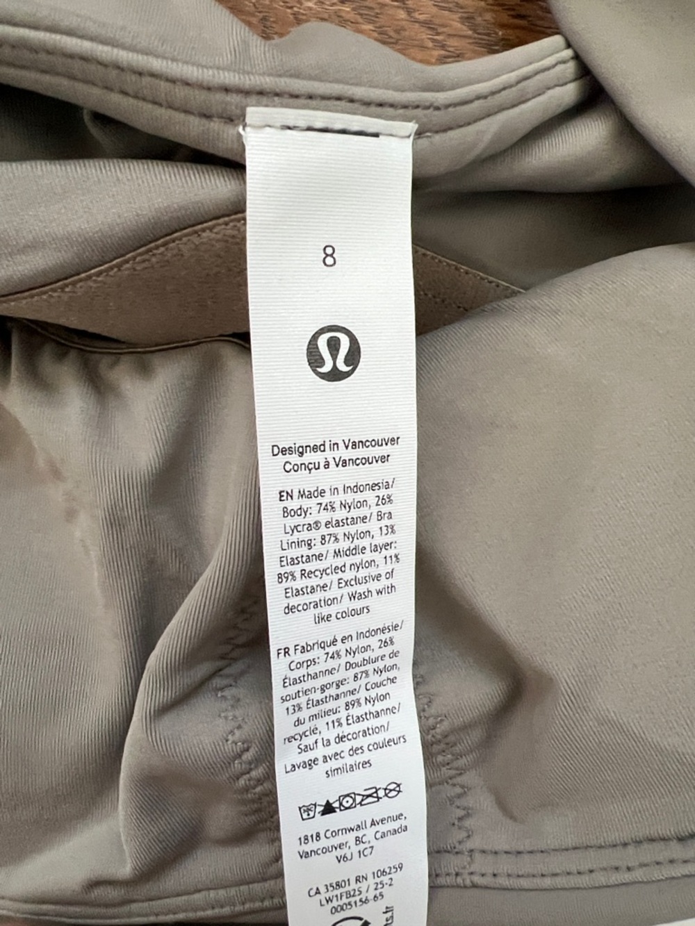 Lululemon Warm Ash Grey Wunder Under Square Neck Tank Size 8 NWT - Picture 3 of 5